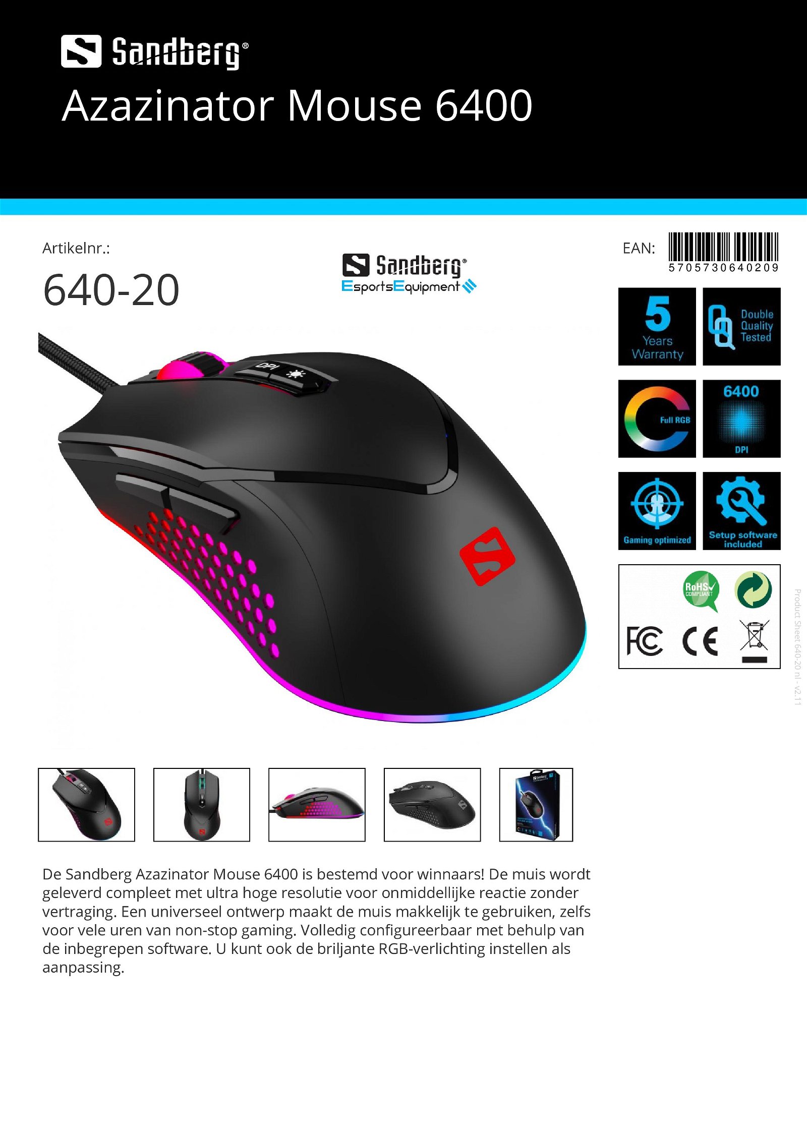 Azazinator Mouse 6400 muis voor de gamers - nr. 1