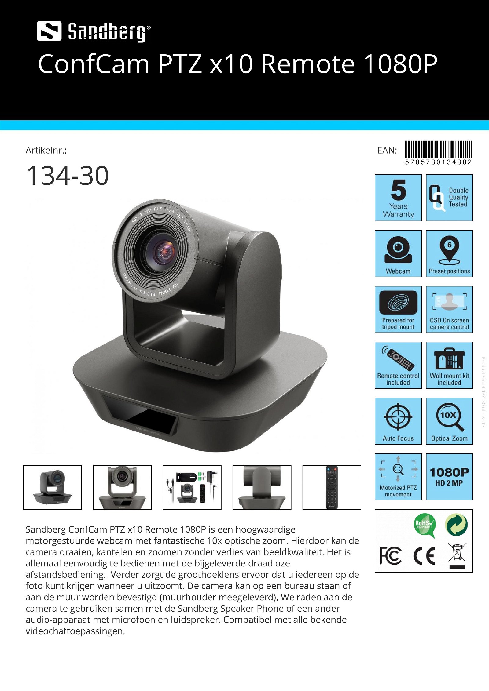ConfCam PTZ x10 Remote 1080P videoconferentie - nr. 1