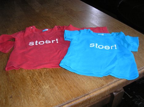 Lief -stoer,t shirt - 62 blauw, korte mouw, - 50 - 56 rood , lange mouwen - 0