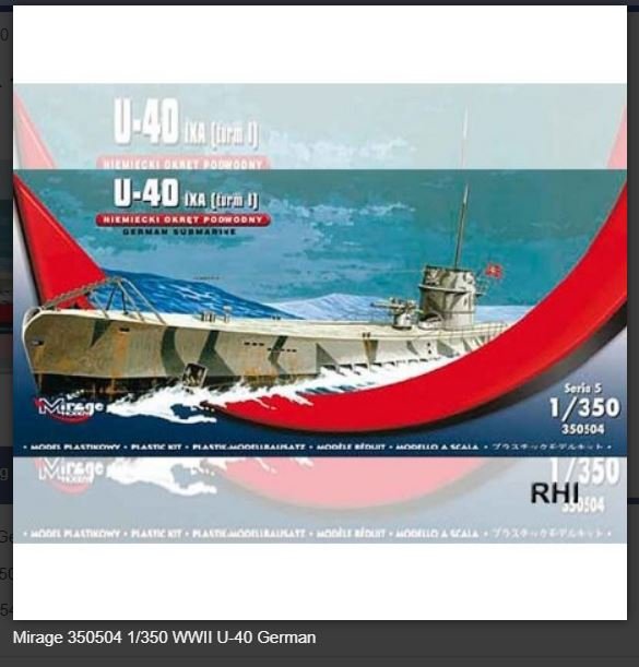 Bouwpakket Mirage-Hobby Mirage 350504 1/350 WWII U-40 German submarine - nr. 1