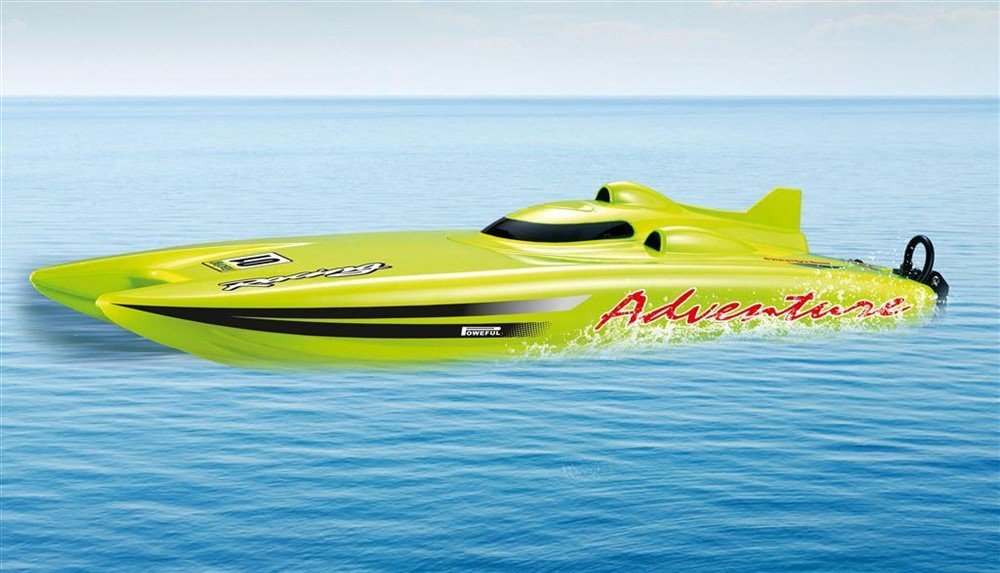 RC speedboot 26074 Kattamaran ADVENTURE GROEN 2,4 GHZ 30KM/H DEMO - nr. 1