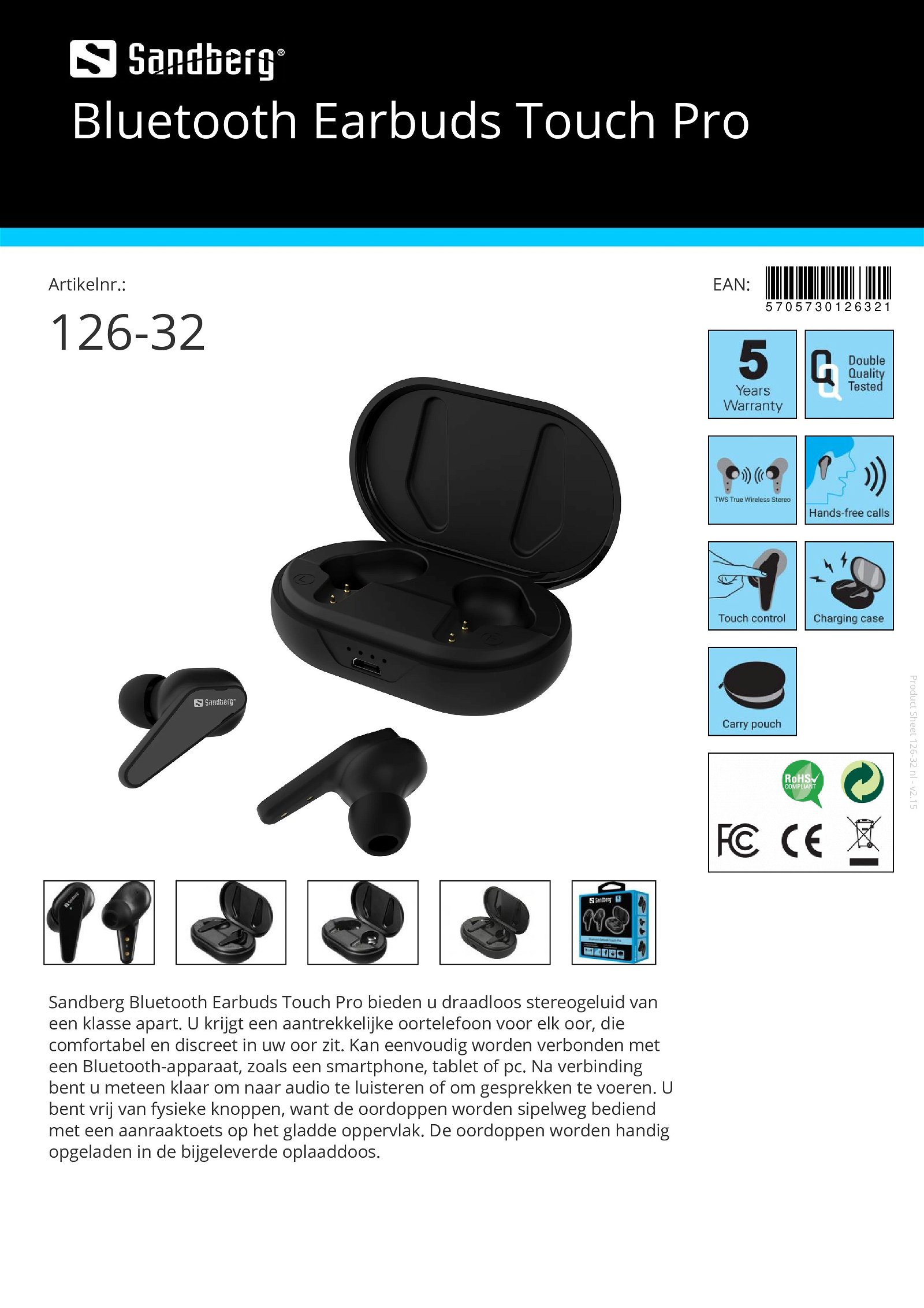 Bluetooth Earbuds Touch Pro - nr. 1