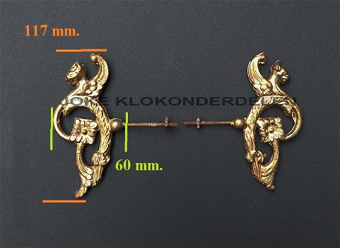 = 2 Zijstuk / Ornament = klokstel =47925 - 1