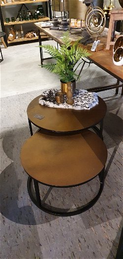 Salontafel set van twee goud metaal