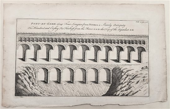 Ets/Gravure Aquaduct Pont-du-Gard 1744/1764 architectuur - 0