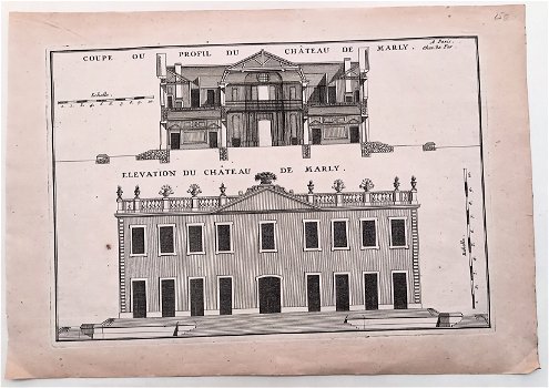 Ets gravure Coupe ou profil du Château de Marly - 1680-1724 - 0