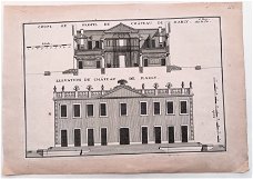 Ets gravure Coupe ou profil du Château de Marly - 1680-1724