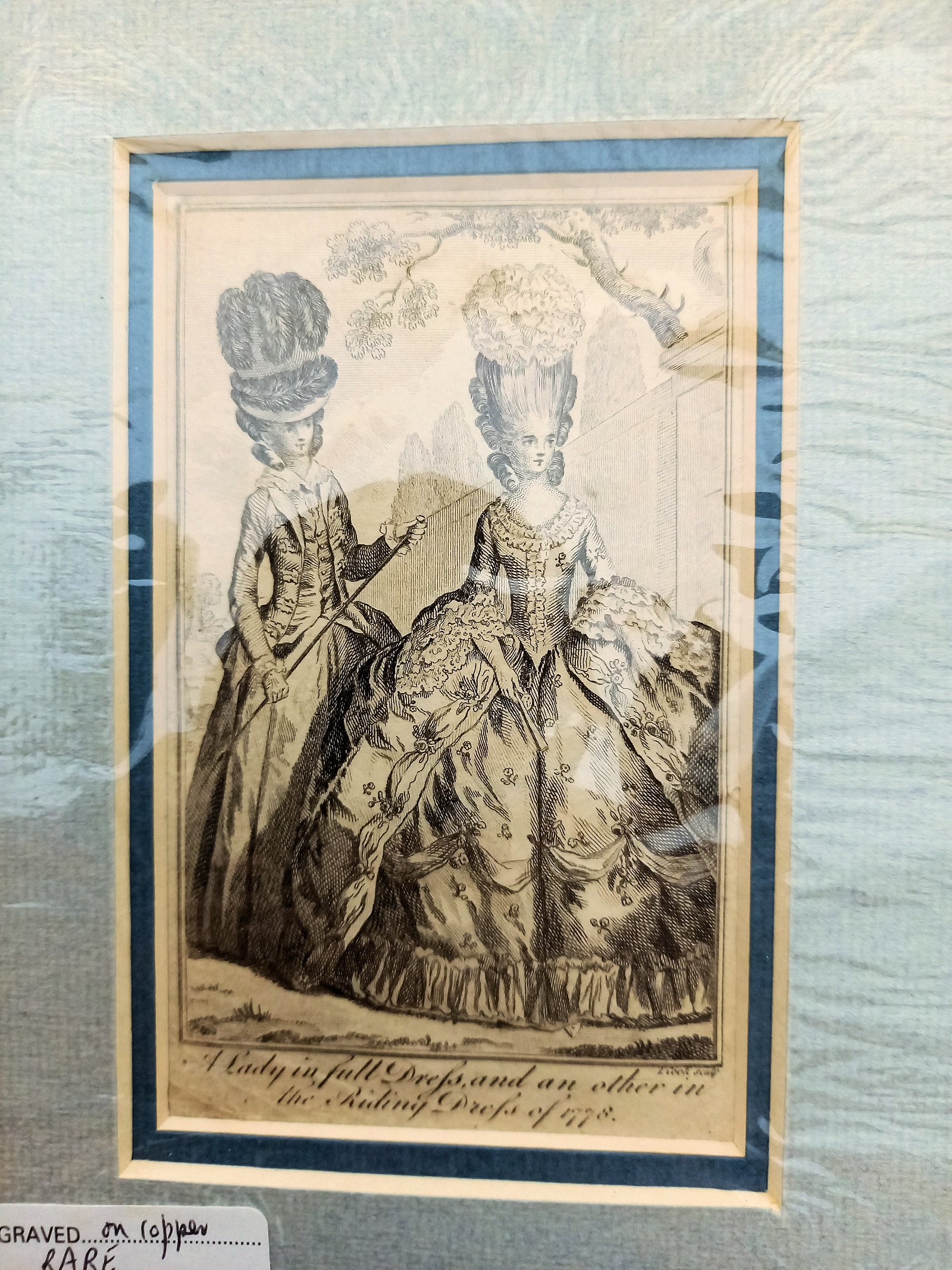 Ets Gravure Lady in full Dress & Riding Dress of 1778 - Afbeelding 2