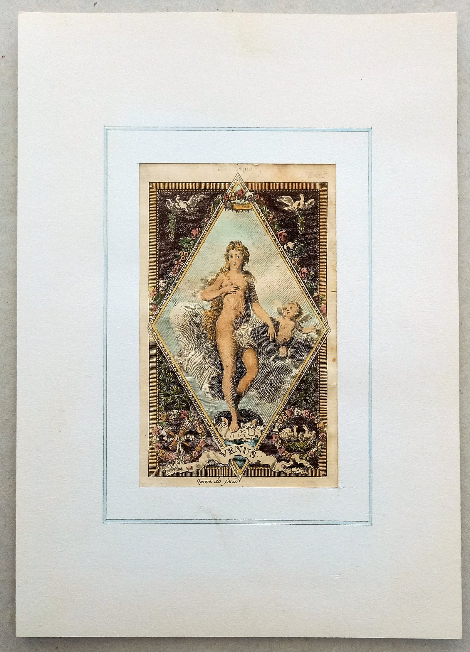 Ets Queverdo (1748-1797?) Venus (frontispiece?) handgekleurd - nr. 1