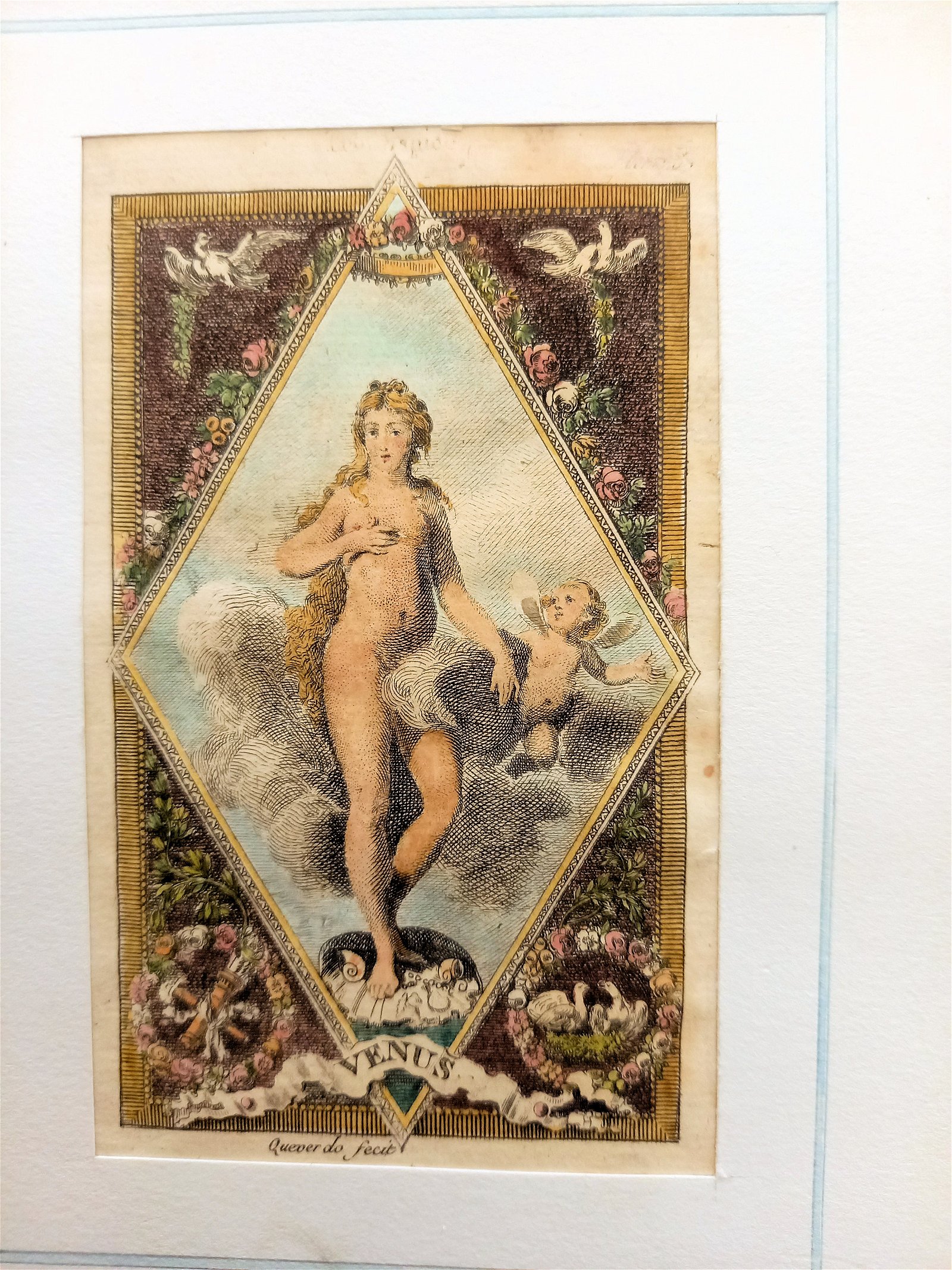 Ets Queverdo (1748-1797?) Venus (frontispiece?) handgekleurd - Afbeelding 2