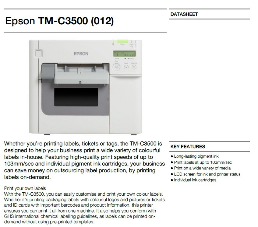Epson ColorWorks C3500 Label Club Bundle 01 cutter disp USB Ethernet NiceLabel wit eps3500bundle01 - Afbeelding 4