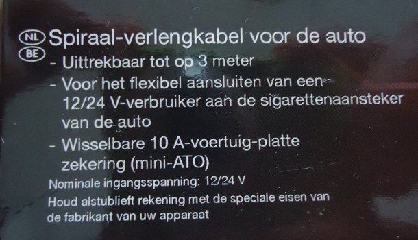 Te koop nieuwe spiraalverlengkabel voor de auto (3 meter). - 1