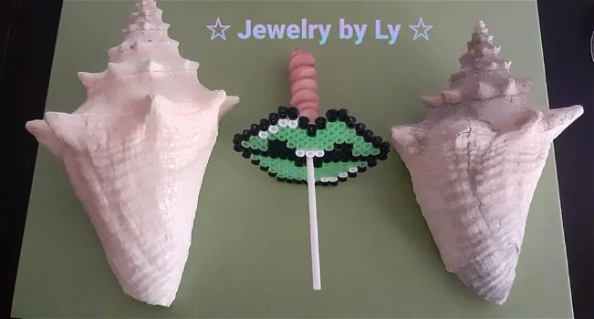 Handmade lollyhouder lippen groen Jewelry by Ly - 0