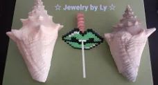 Handmade lollyhouder lippen groen Jewelry by Ly