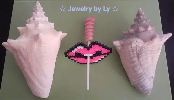 Handmade lollyhouder lippen roze Jewelry by Ly - 0