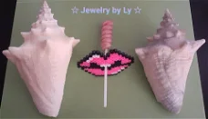 Handmade lollyhouder lippen roze Jewelry by Ly