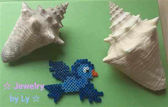 Handmade koelkastmagneet vogel blauw Jewelry by Ly - 0