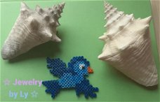 Handmade koelkastmagneet vogel blauw Jewelry by Ly