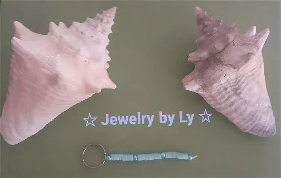 Handmade kralen sleutelhanger blauw Jewelry by Ly - 0