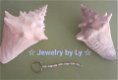 Handmade kralen sleutelhanger roze blauw wit goud Jewelry by Ly - 0 - Thumbnail