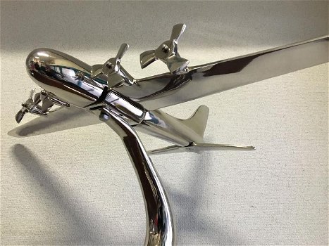 Aluminium vliegtuig groot model op statief ,vliegtuig - 5