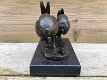 Bronzen beeld , rennende hazen , haas , konijn , beeld - 3 - Thumbnail