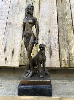 bronzen beeld van Cleopatra , panter - 0