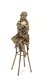 Een bronzen beeld , topless dame op barkruk , pikant - 0 - Thumbnail