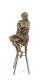 Een bronzen beeld , topless dame op barkruk , pikant - 1 - Thumbnail