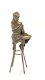 Een bronzen beeld , topless dame op barkruk , pikant - 5 - Thumbnail