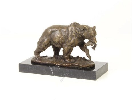 Een mooi bronzen beeld van een grizzly beer ,brons , beeld - 0
