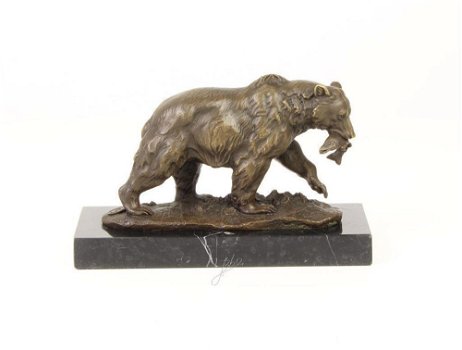 Een mooi bronzen beeld van een grizzly beer ,brons , beeld - 7