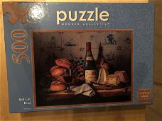 Still Life Food.  -  KING Puzzle Wooden Collection 500 stukjes  (Nieuw)