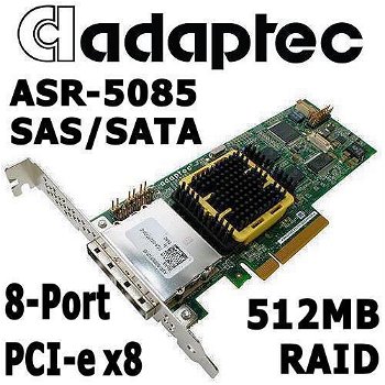 Adaptec ASR-5085 512MB 8-Port SAS SATA RAID PCI-e Controller - 0