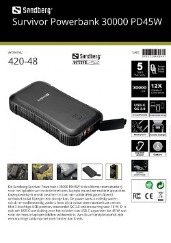 Survivor Powerbank 30000 PD45W opladen mobiele telefoon, mobiele apparaten en laptop