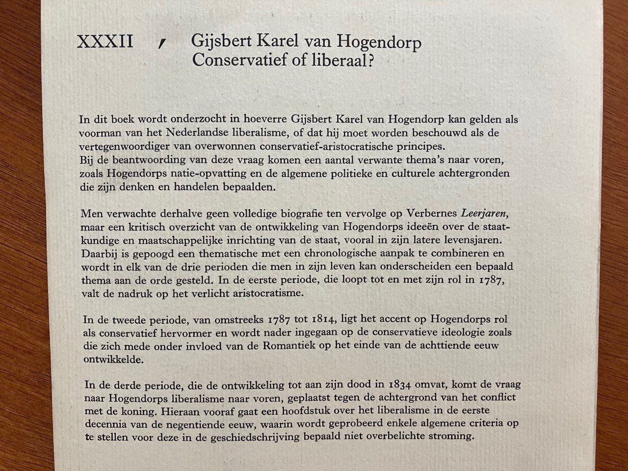 Gijsbert Karel Van Hogendorp - Conservatief Of Liberaal? - Van Der Hoeven