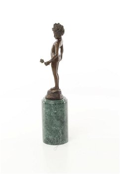 meisje met roos , brons beeld - 3