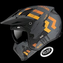 HELM MT STREETFIGHTER SV SKULL ORANJE ZWART L