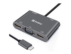 USB-C Dock 2xHDMI+1xVGA+USB+PD