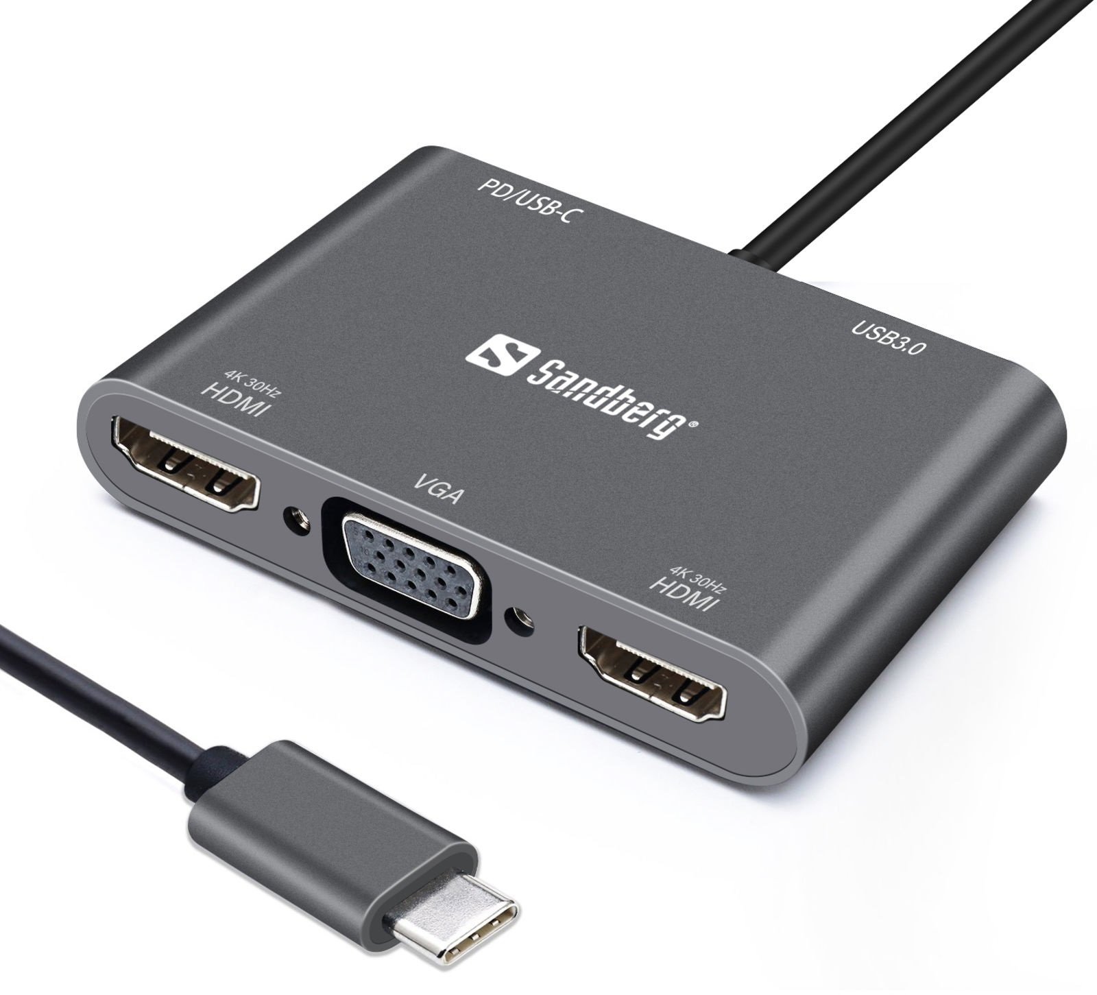 USB-C Dock 2xHDMI+1xVGA+USB+PD - Afbeelding 2
