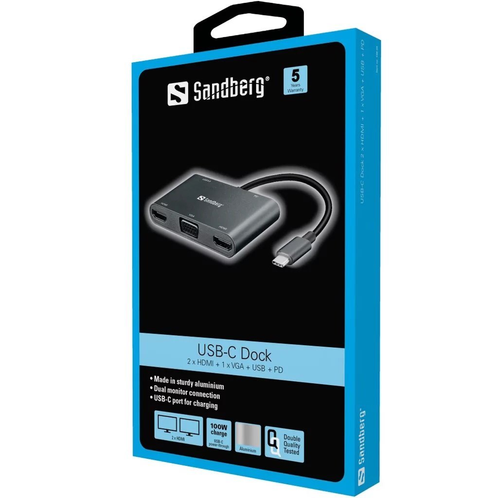 USB-C Dock 2xHDMI+1xVGA+USB+PD - Afbeelding 5