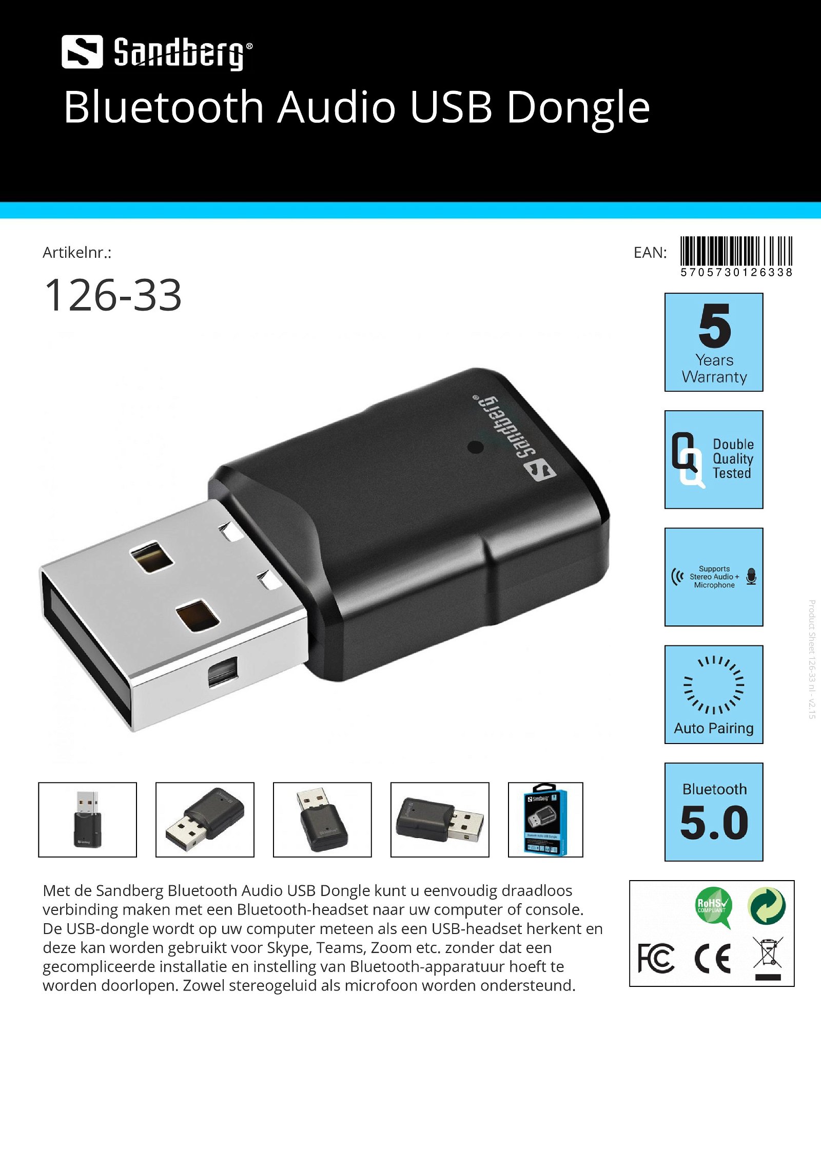 Bluetooth Audio USB Dongle draadloos verbinding maken Bluetooth-headset naar computer of console - Afbeelding 3