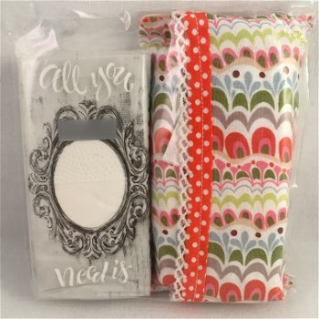 Zakdoekjes houder/etui cadeauset retro bloemen dessin adv 7 - 0