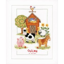 Borduurpakket Geboortetegel BOERDERIJ DIEREN NIEUW!