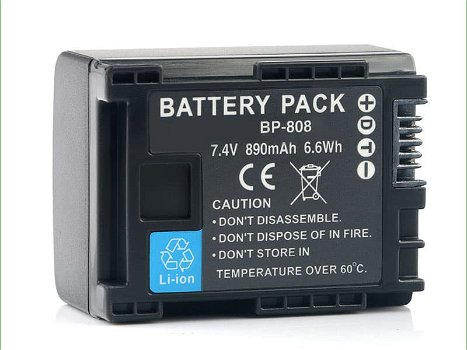 BP-808 batería CANON 890mAh/6.6WH CANON VIXIA HF200, VIXIA HF S10, HFS10, VIXIA HF S11, HFS11 - 0