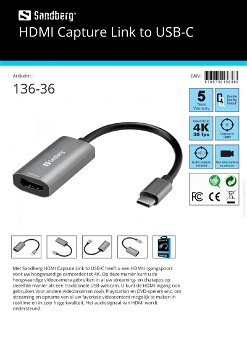 HDMI Capture Link to USB-C HDMI-ingangspoort voor uw hoogwaardige camcorder tot 4K - 1