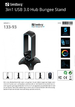 3in1 USB 3.0 Hub Bungee Stand slimme houder voor uw headset uitstekend voor de gamer - 1