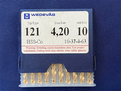 HSS-Co spiraalboren - Type 121 - Dim 4,20 - 10 stuks - 0