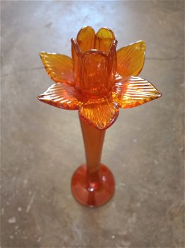 oranje kaarsenstandaard van glas - 2