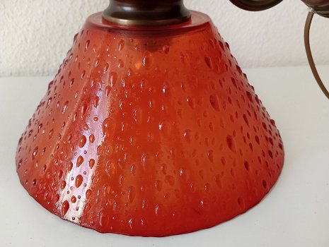 Vintage wandlamp met kap van rood glas - 3
